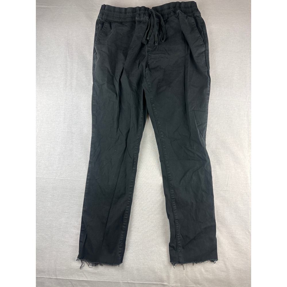 PacSun Mens Jogger Pants Black Elastic Drawstring Waist‎ Raw Hem Size L Long